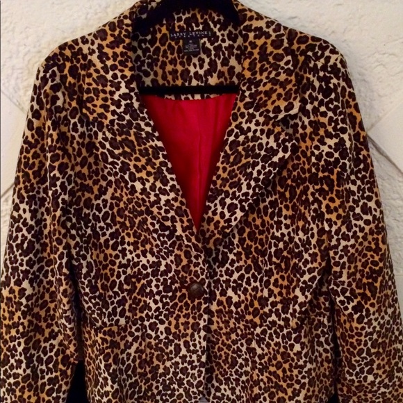 Larry Levine Jackets & Blazers - Larry Levine Leopard Print Stretch Corduroy Jacket